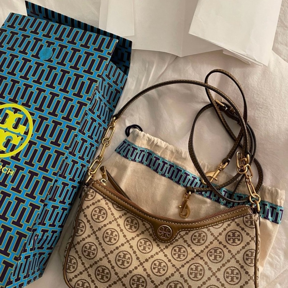 Tory Burch Cream and Brown Shoulder Bag